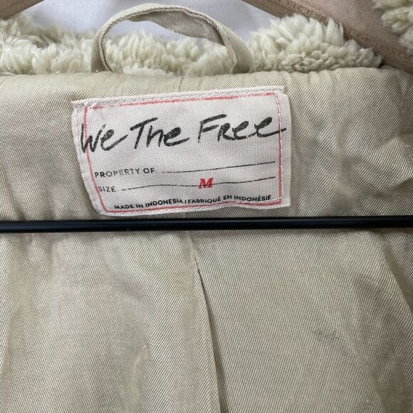 Free People Jacket Womens Medium Brown Faux Fur Oversized Moto Boho Cabincore - Picture 10 of 15